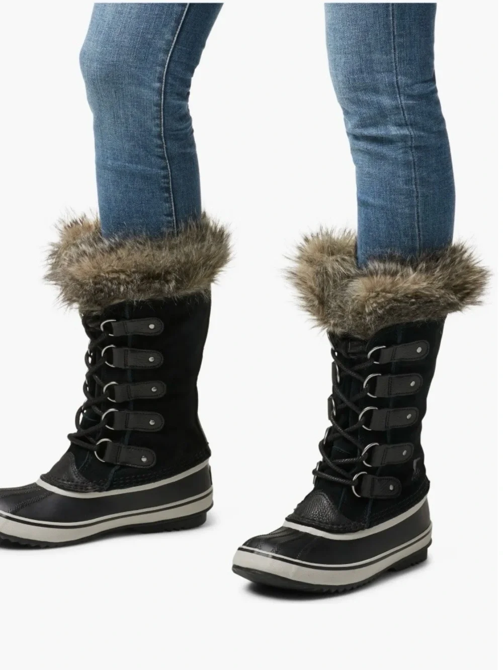 NEW Women’s SOREL  Women's Black Winter Lace-Up Boots with Faux Fur Cuff Size 7
